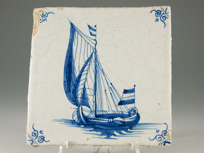 antique Delft ship tile