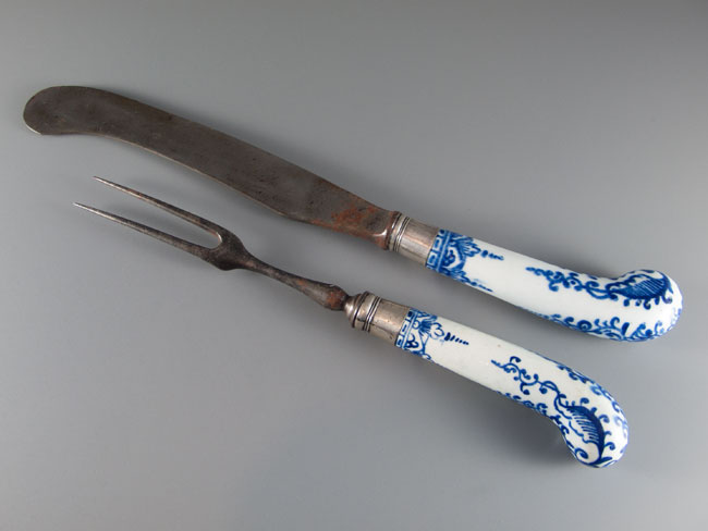 antique Bow porcelain cutlery