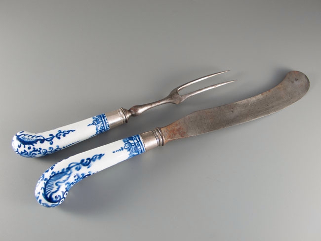antique Bow porcelain cutlery