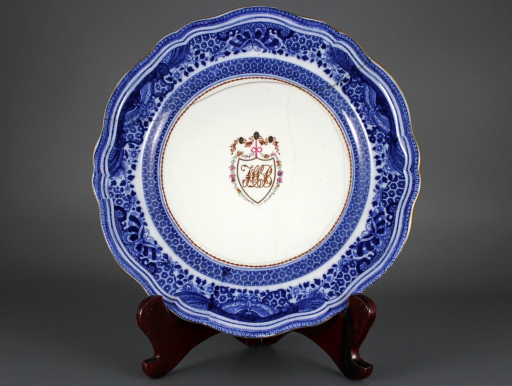 English armorial monogrammed plate