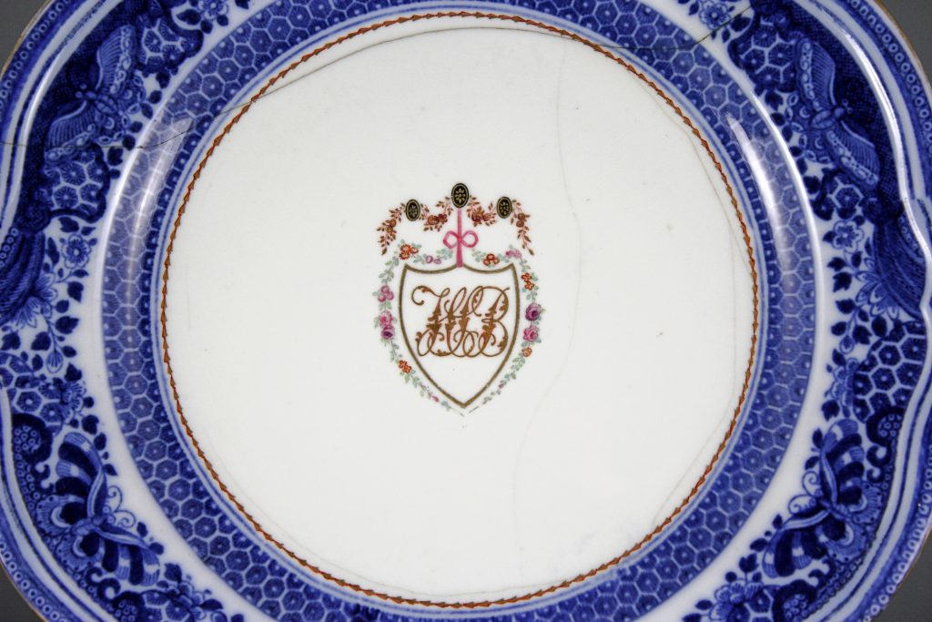 English armorial monogrammed plate