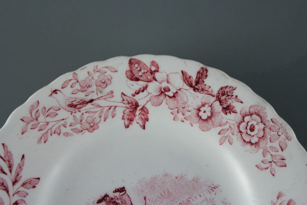 antique red transfer ware