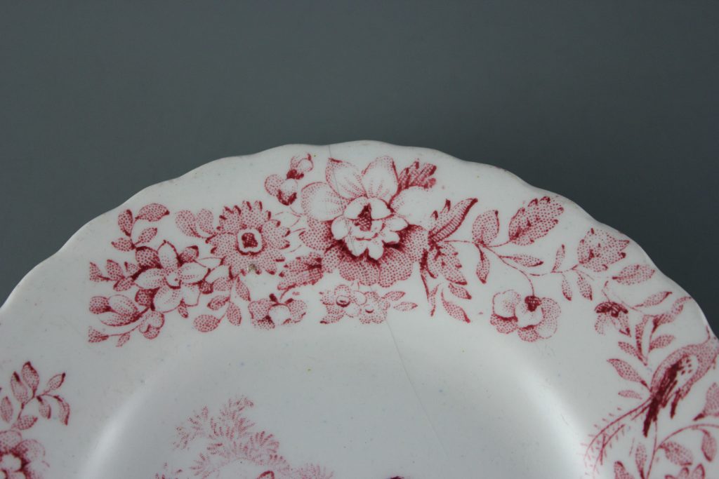 antique red transfer ware