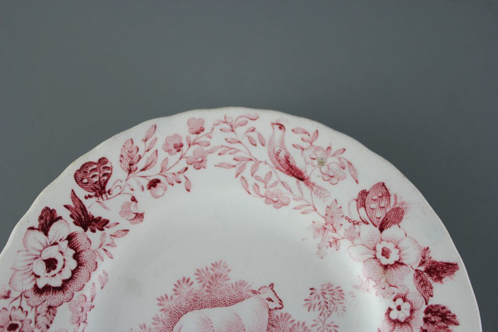 antique red transfer ware