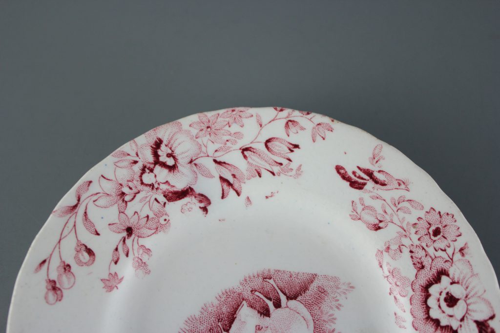 antique red transfer ware