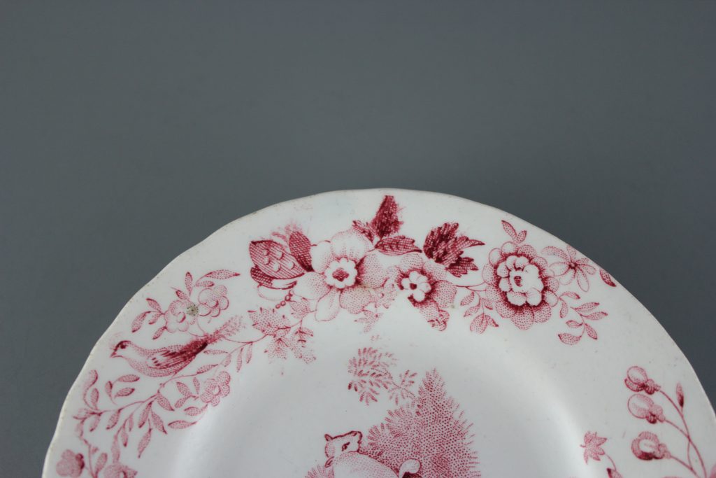 antique red transfer ware