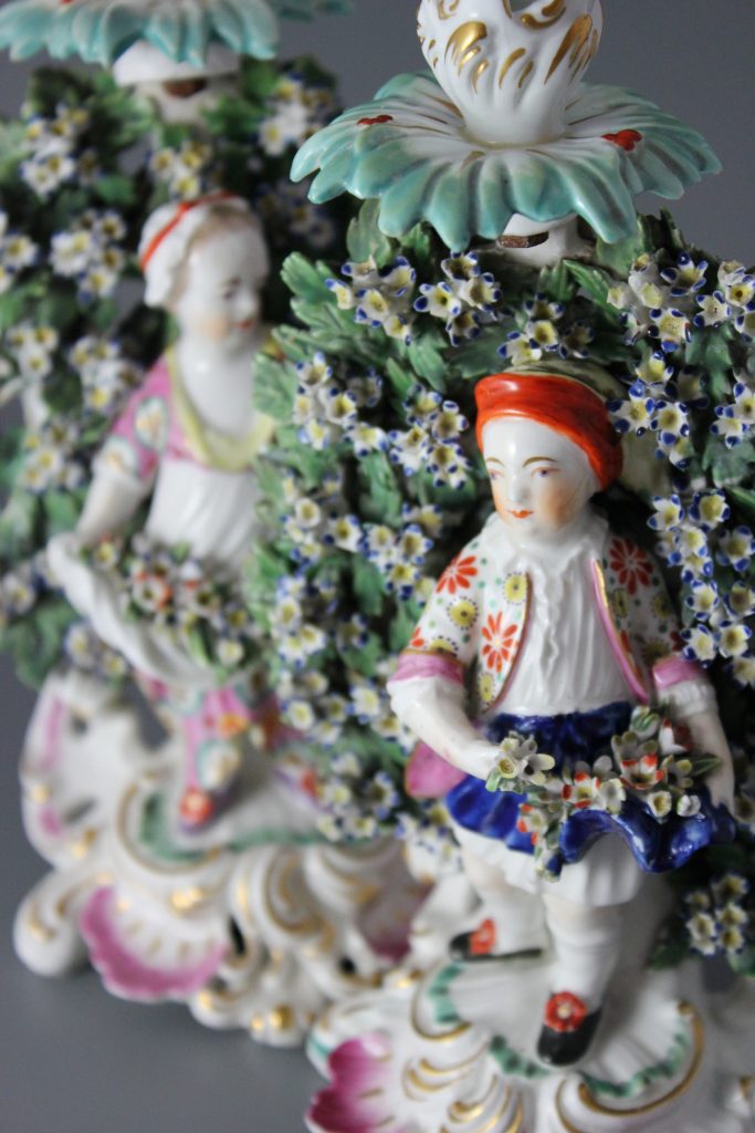 Derby porcelain candlesticks