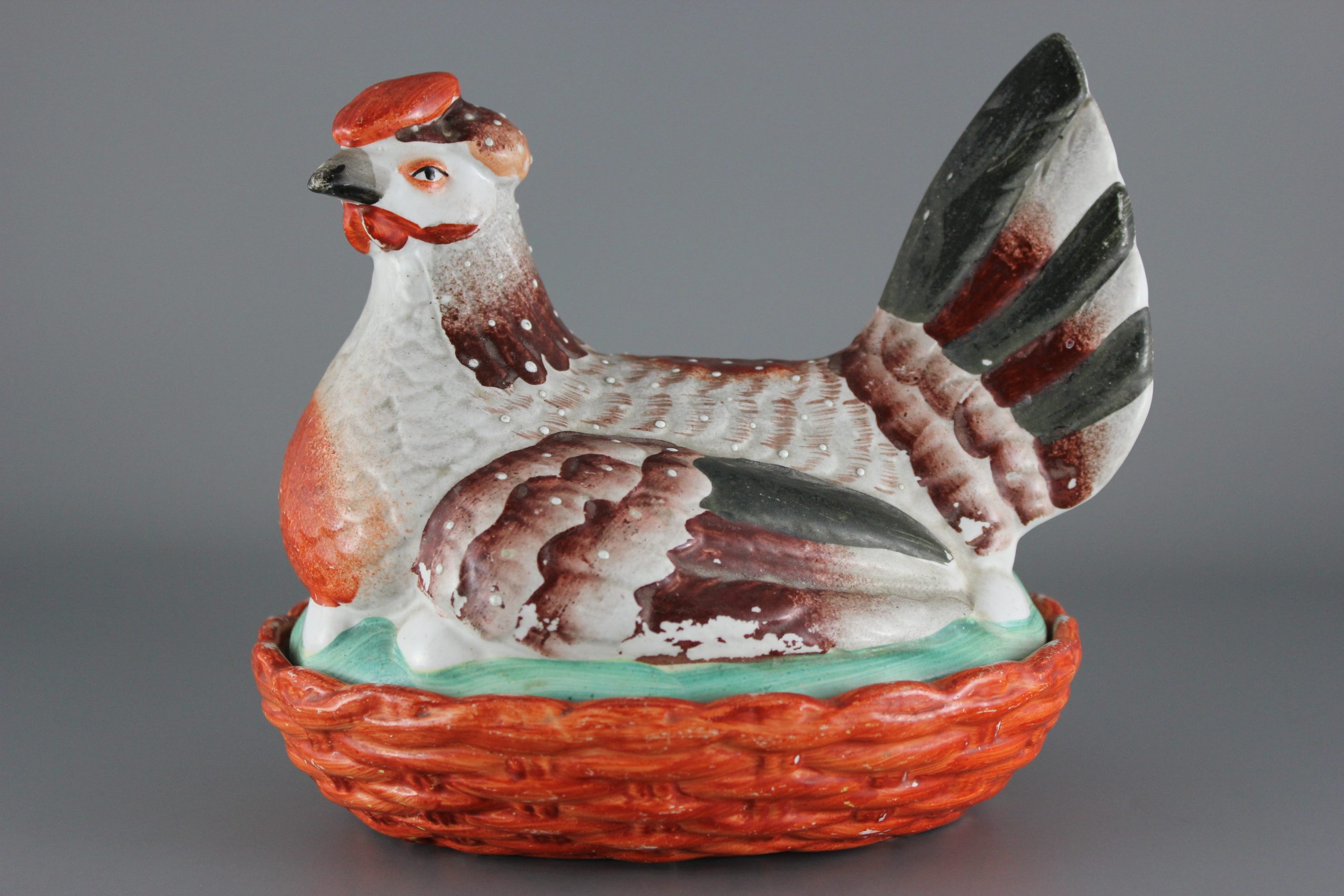 Staffordshire hen on nest