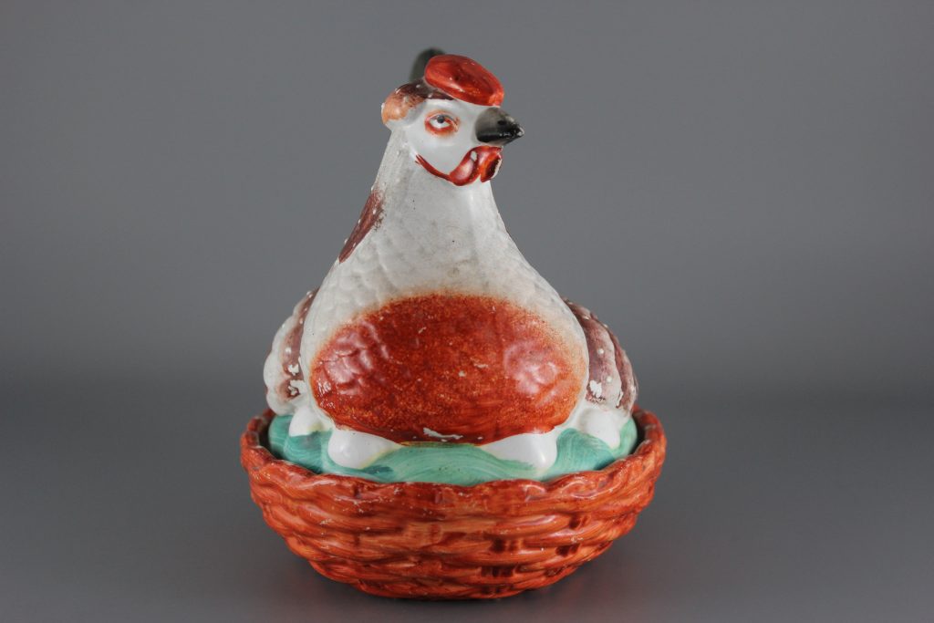 Staffordshire hen on nest