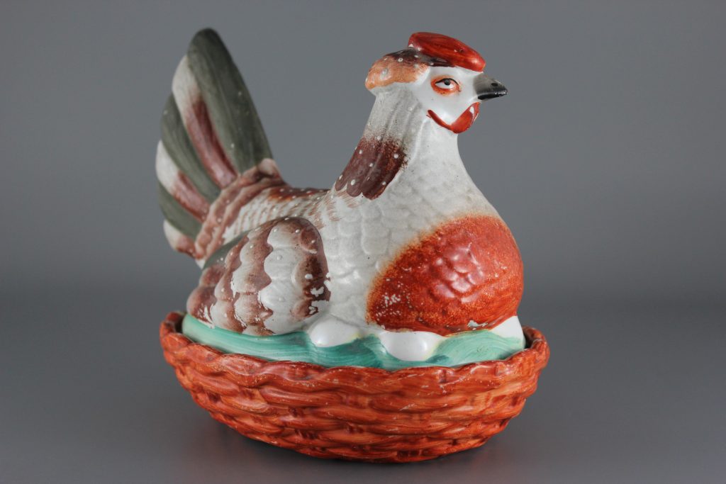 Staffordshire hen on nest